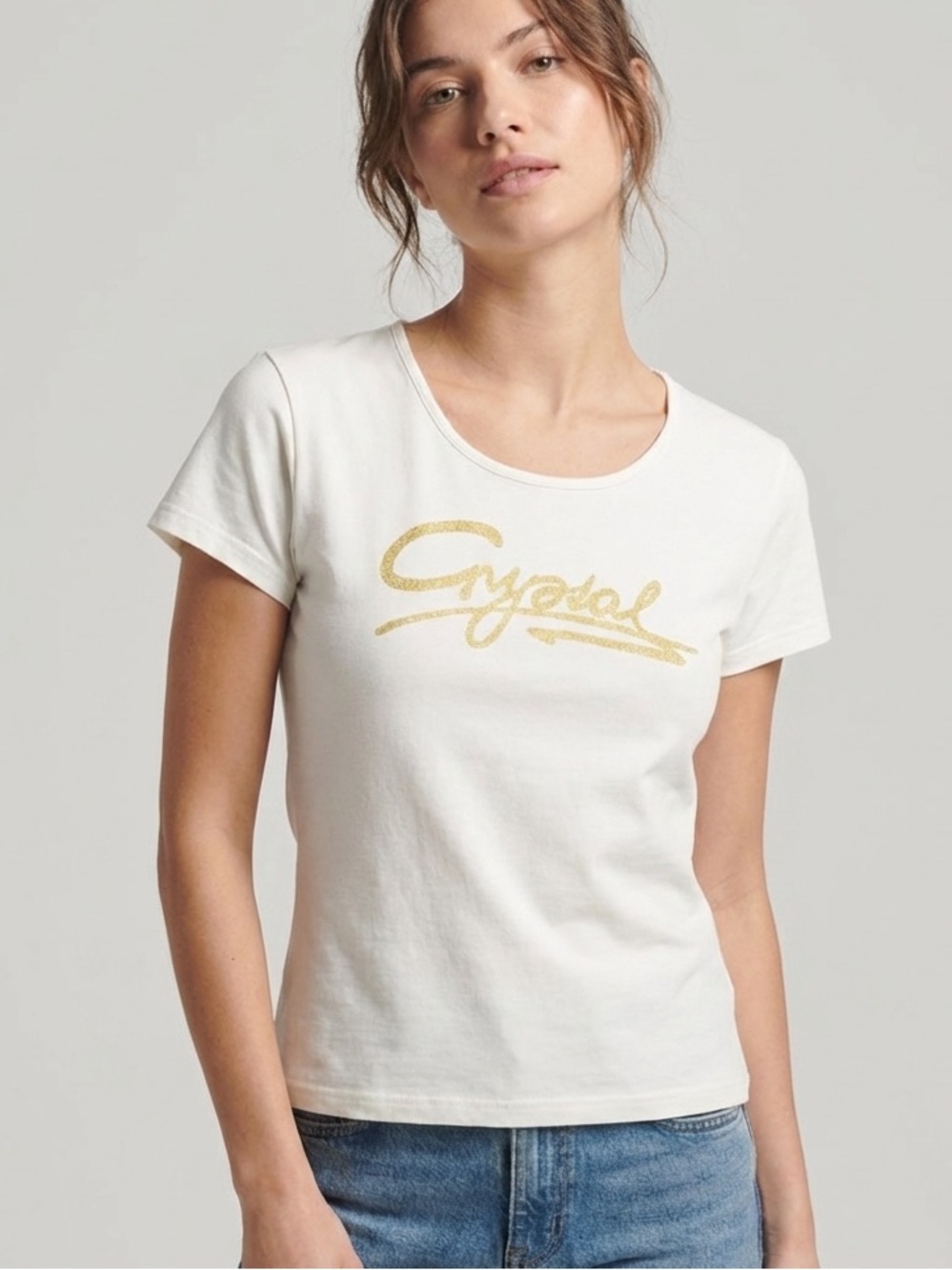 Vintage John Twig Girl Glitter "Crystal" Baby Tee - Made in Italy